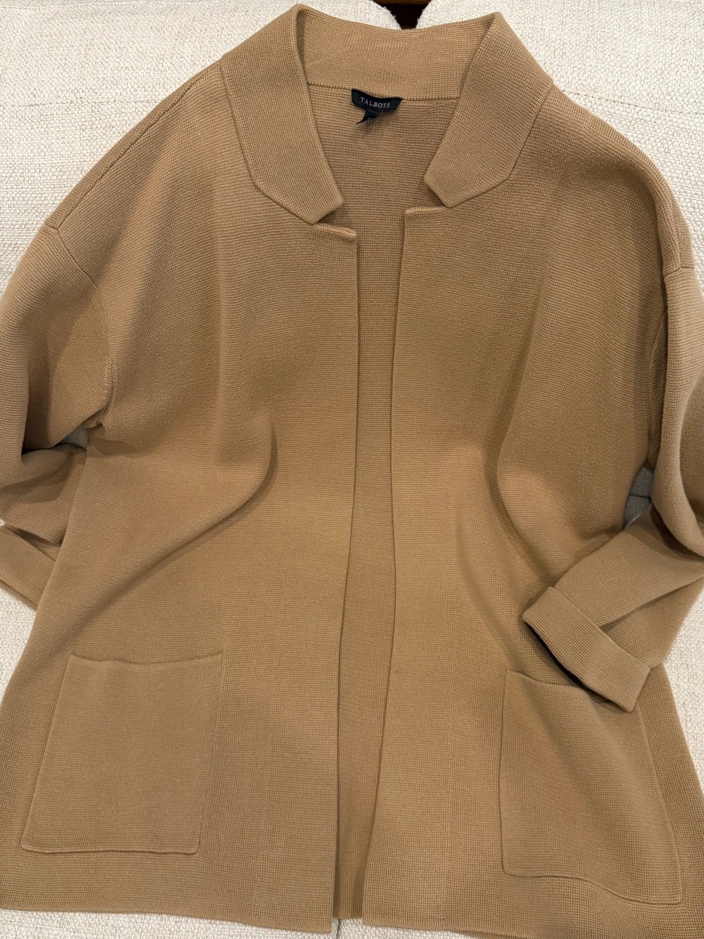 Talbots Camel Open-Front Knit Sweater